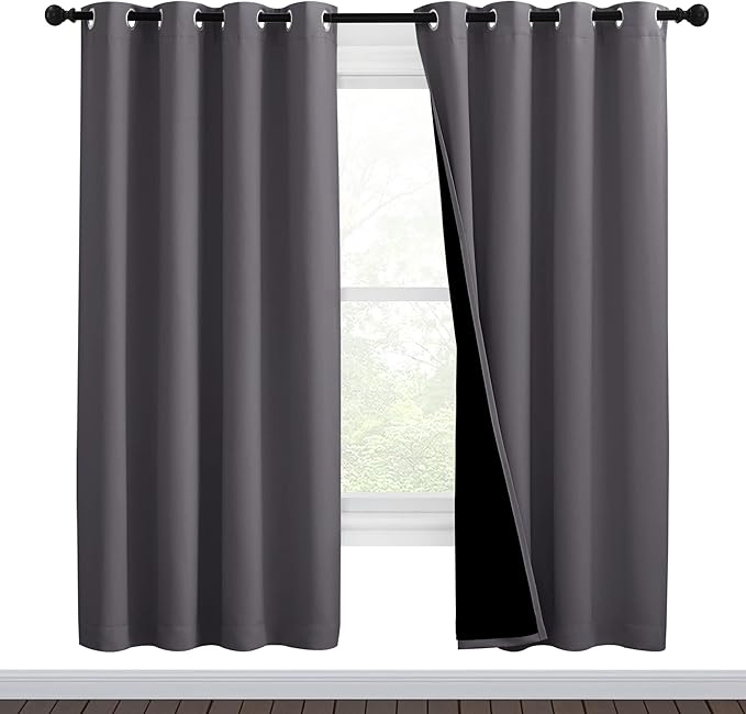 NICETOWN Grey Full Shade Curtain Panels, Pair of Thermal Insulated & Energy