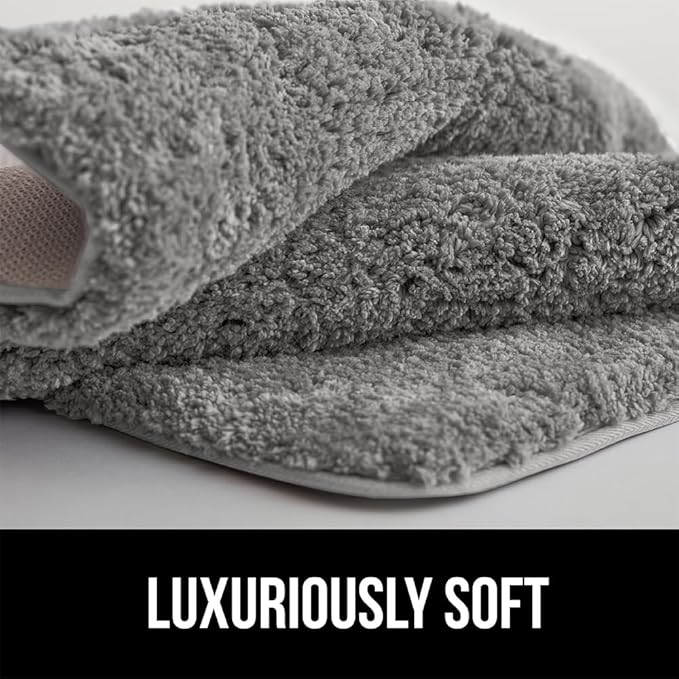 GORILLA GRIP Bathroom Rugs, Ultra Soft Absorbent Mat, Thick Plush Bath Rug, Machine Washable, Microfiber Quick Dry, Mats for Shower, Bathtub and Floor, Home Decor Accessories, 24x17, Grey