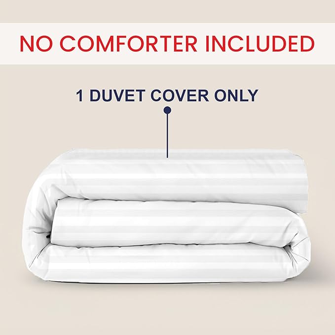 Kotton Culture 120"x98" 1 Pc Oversized King Duvet Cover Only 100% Egyptian Cotton - 600 TC Comforter Cover, Zipper Closure & Corner Ties - Fits Large King Inserts (Oversized King, Striped White)