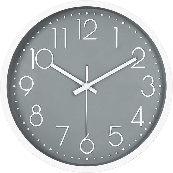 JUSTUP 12in Non-Ticking Wall Clock, Silent Battery Operated Wall Clock
