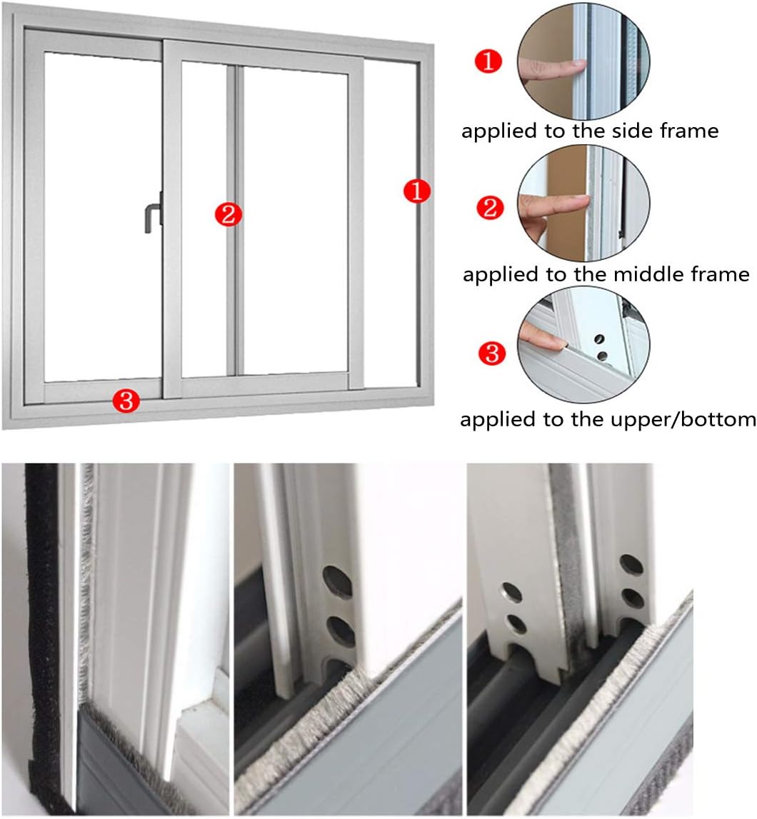 Weather Stripping Brush for Sliding Windows/Doors Frame Side,Pile Self Adhesive Weatherstrip Seal Strip Sealer Draft Stoppers (16.5ft x11/32 x 11/32 Brush inch, Brown)