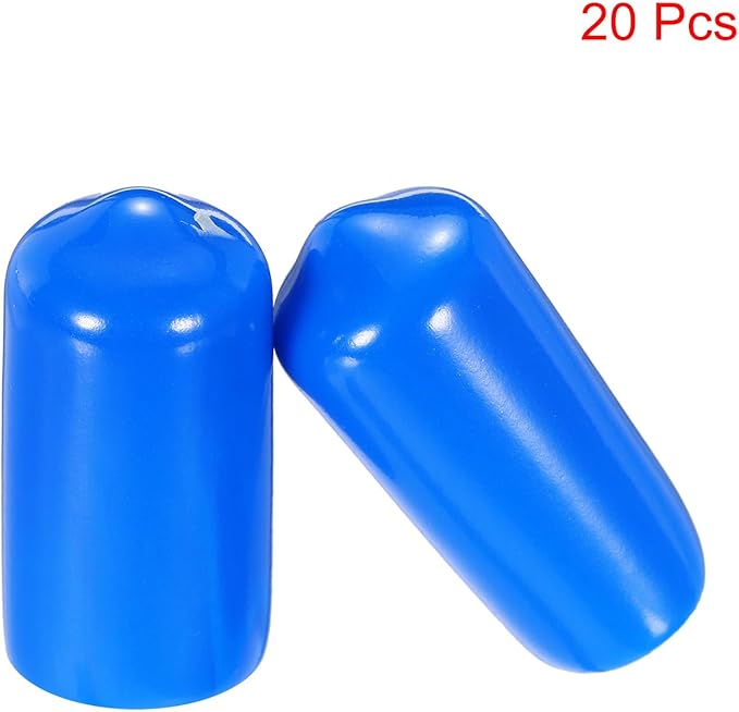 uxcell 20pcs Rubber End Caps 10mm(3/8") ID Vinyl PVC Round Tube Bolt Cap Cover Screw Thread Protectors,Blue
