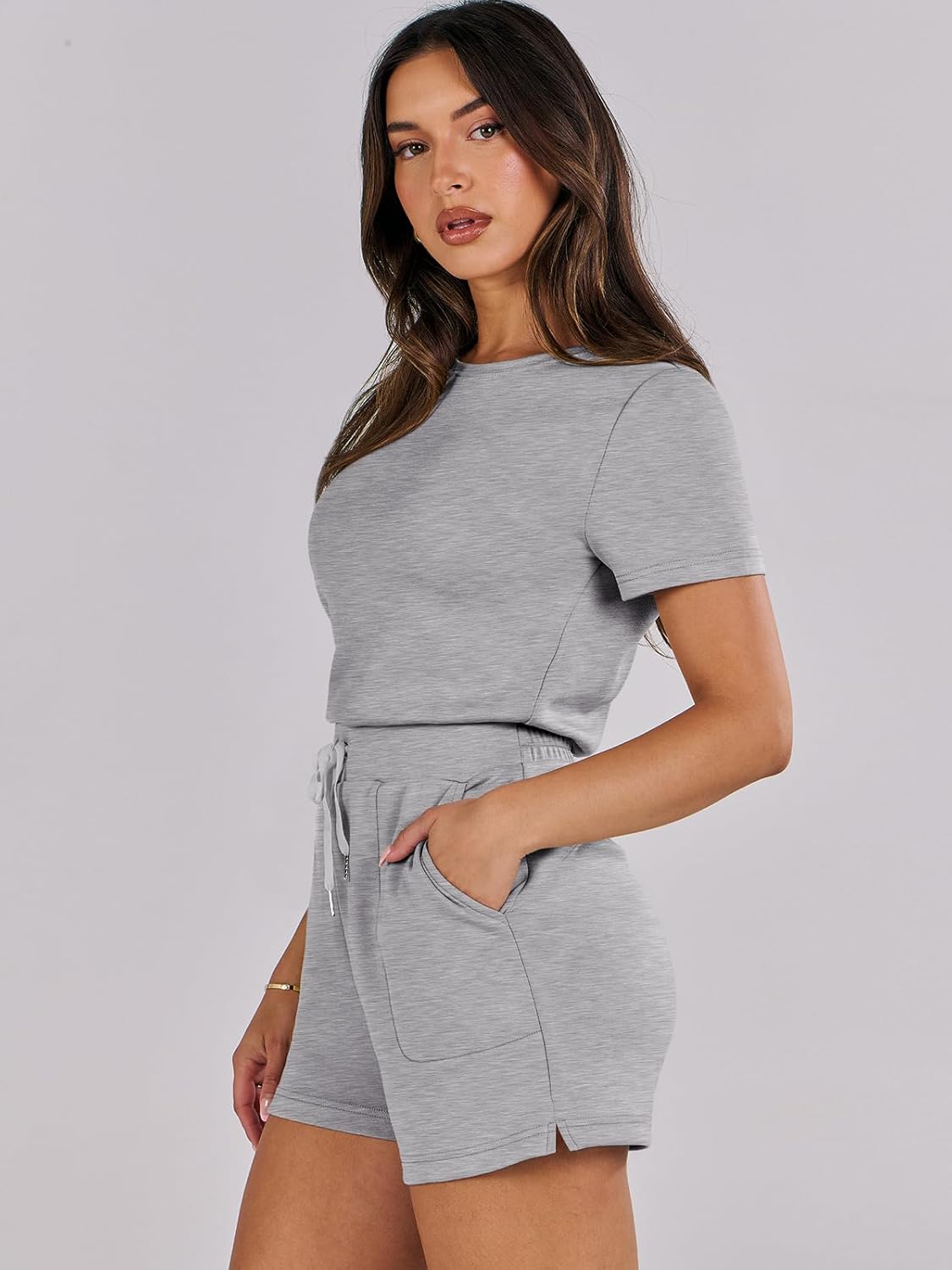 ANRABESS Women's Short Sleeve Romper - Stylish One-Piece Jumpsuit for Summer Beach Vacations