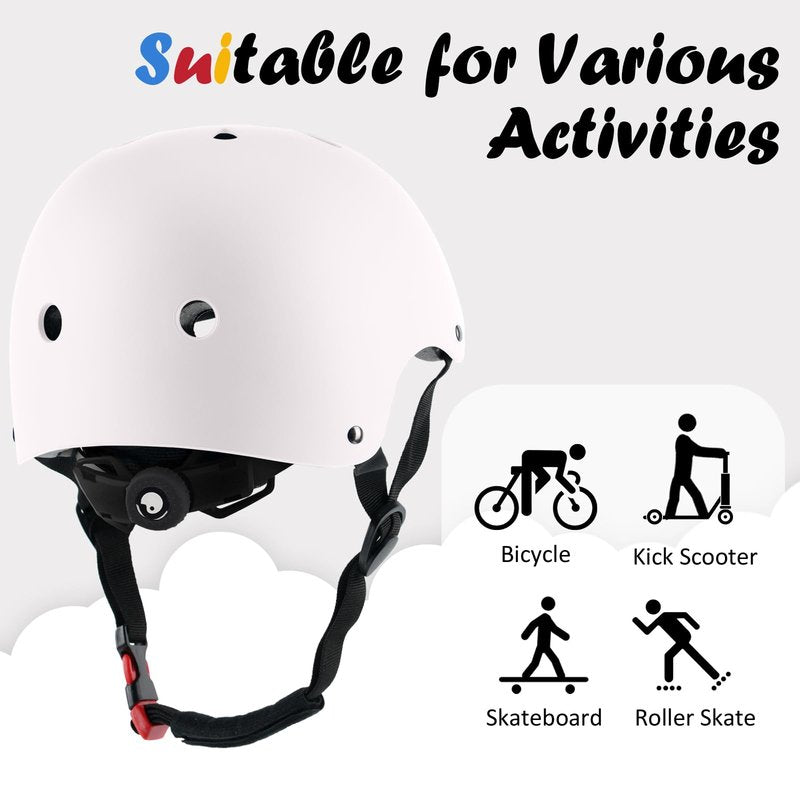 Kids Bike Helmet, Adjustable and Multi-Sport, from Toddler to Youth, 3 Sizes (Snow)