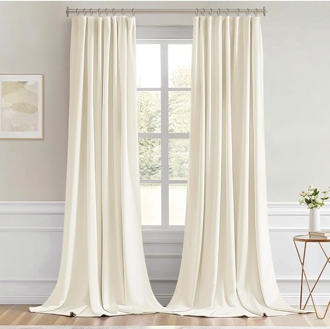 MIULEE Birch Back Tab Blackout Curtains 102 Inch Long 2 Panels Set