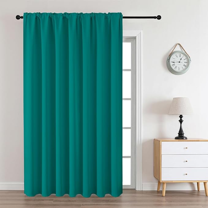 CUCRAF Turquoise Blackout Curtains Customize, Rod Pocket Room Darkening Curtain