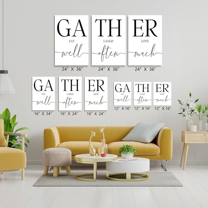 GUBIYU Gather Signs for Home Decor, Wall Art for Dining Room and Kitchen