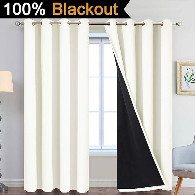 Yakamok 100% Cream Blackout Curtains