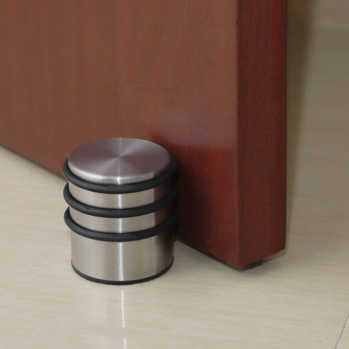 KINJOEK 2PCS Heavy Weight Door Stopper, No Drill Stainless Steel Door Stop with Protective Rubber Bands Door Wedge for Office, Home, Garage, Laundry Door