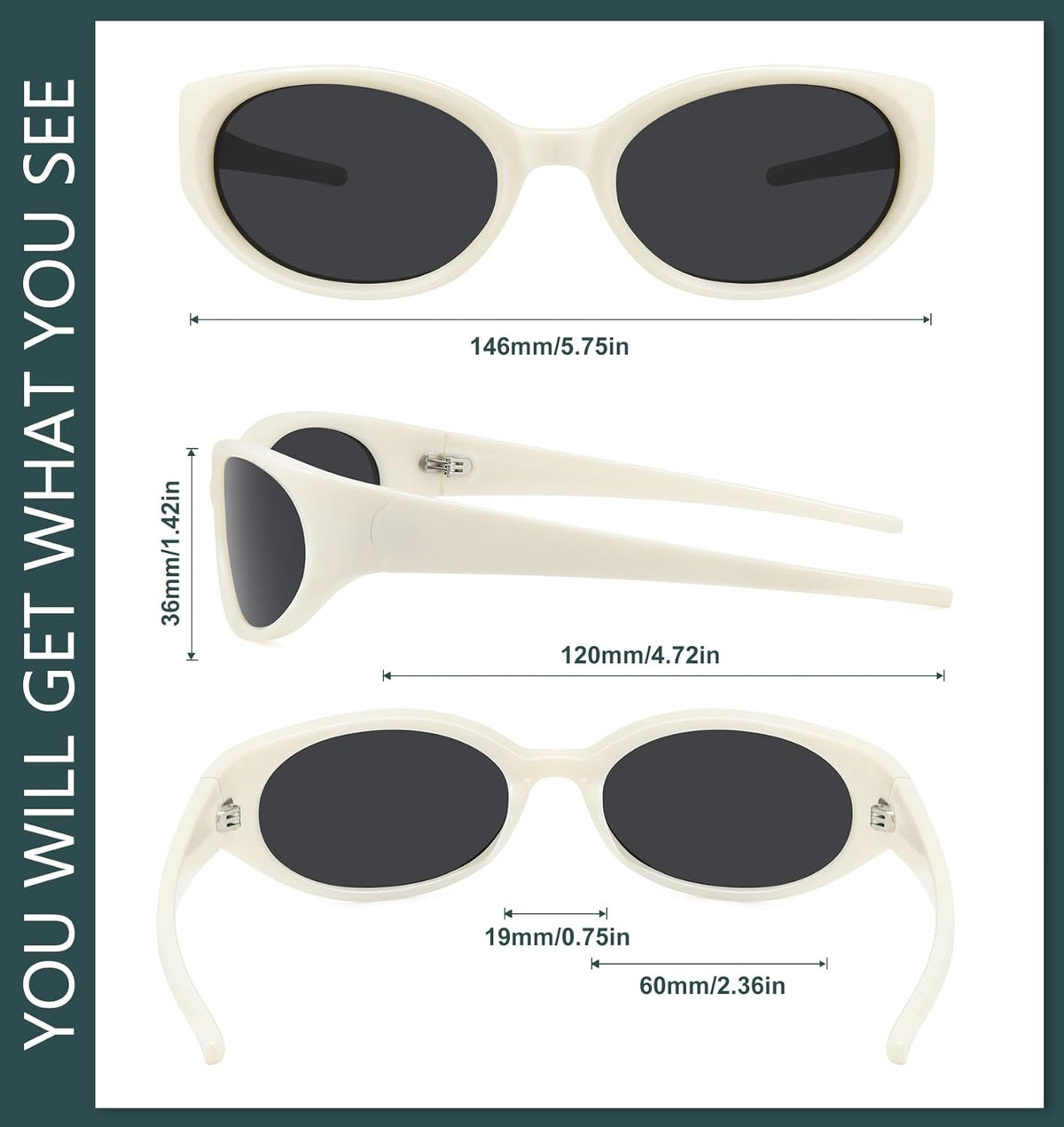 WOWSUN Retro Y2K Wrap Around Sunglasses - Trendy Polarized Shades with UV Protection for Women