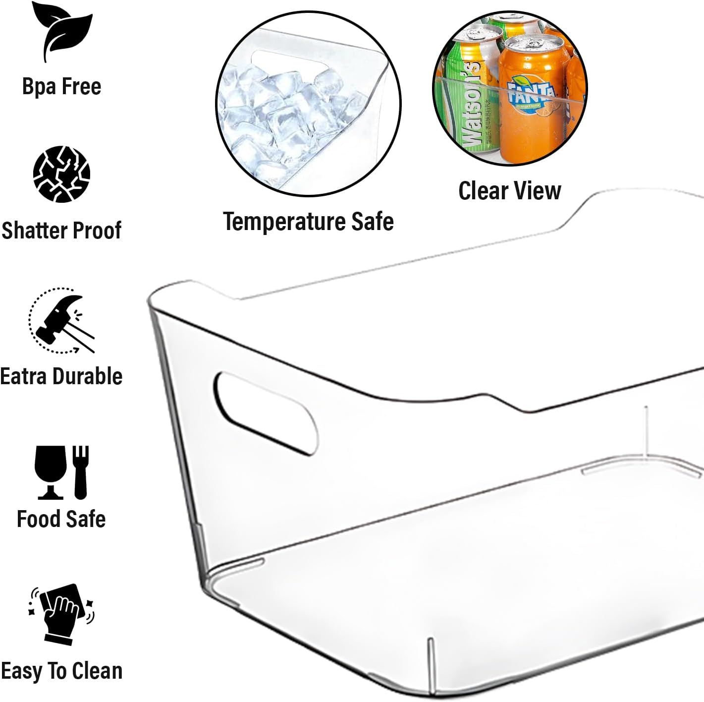 Clear Plastic Storage Bins, Small Fridge Organizer Kitchen Organizers and Storage Containers Bathroom Organization and Storage Bin for Makeup Organizer, fruits, Chips, Perfume, Skin Care, crafts