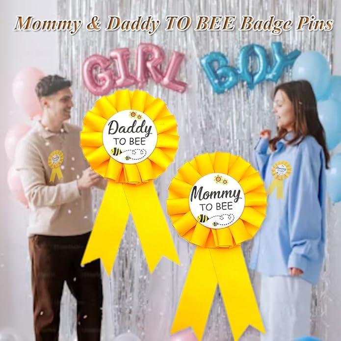 Mommy & Daddy To Be Tinplate Badge Pins, 2Pcs Perfect Baby Shower/Gender Reveal Button Pins for New Parents