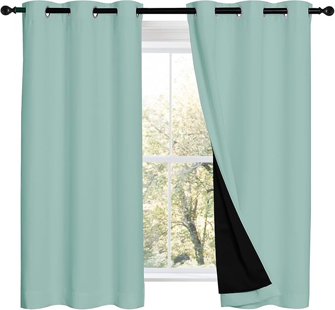 NICETOWN 100% Blackout Curtains 54 inches Long, Double-Deck Completely Blackout