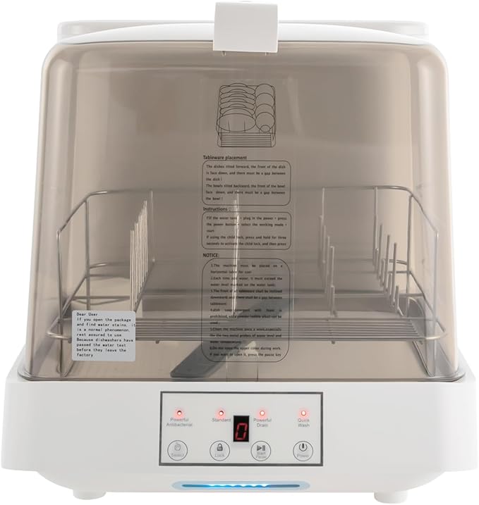 Portable Countertop Dishwasher, Automatic Dishwashing w/6 Programs & 5L Tank, Tabletop Small Dishwasher for Apartments & RV, 3 Washing Programs, 360° Dual Spray, 149℉ High-Temp& Air-Dry Function