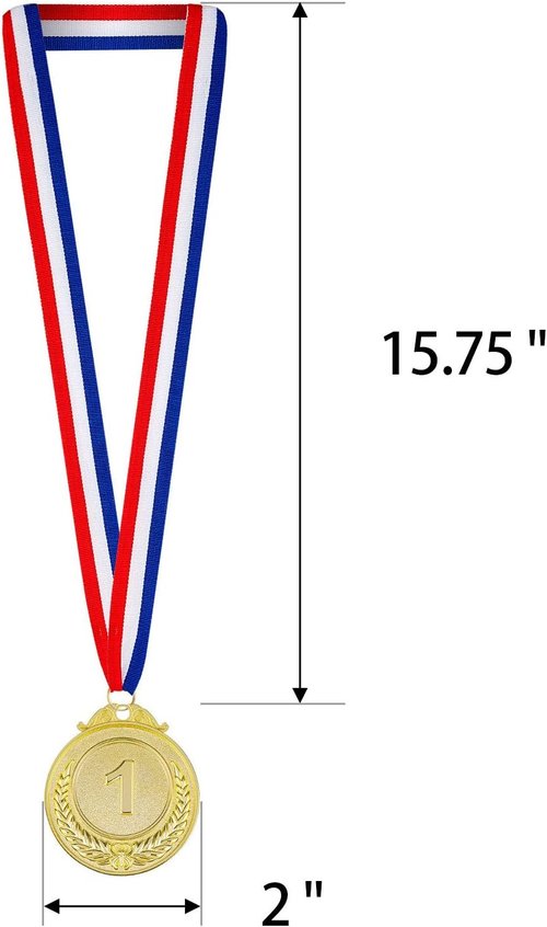 Award Medals | 1st, 2nd, 3rd Place Gold, Silver, Bronze Metal Medals with Neck Ribbon - 2 Inches