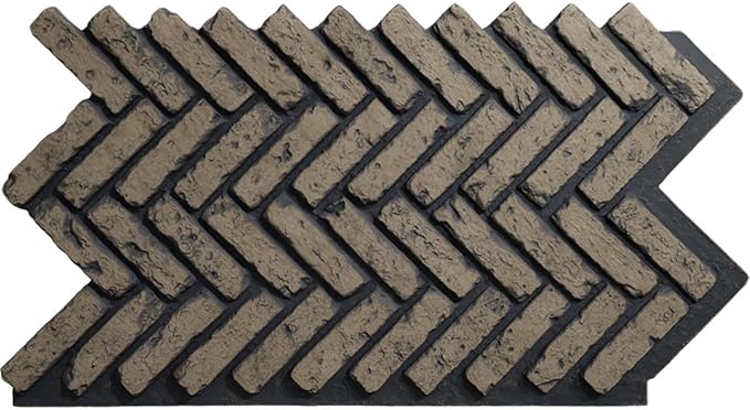 EverStone Herringbone Faux Brick Panel, 46 1/2"W x 25 1/4"H x 1"D, Ash Color