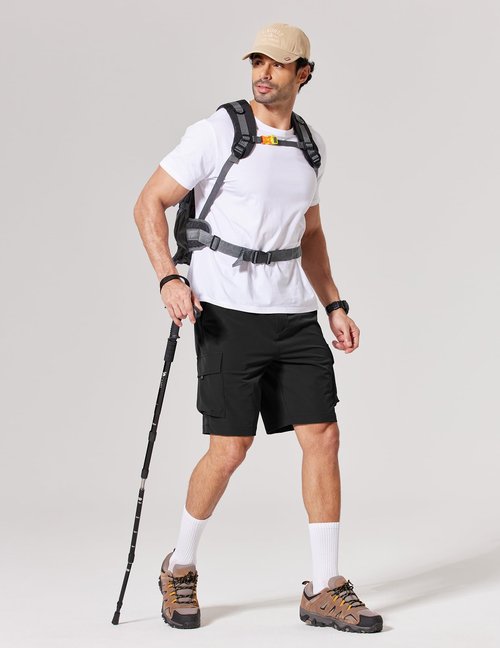 COOFANDY Mens Shorts Casual Hiking Cargo Shorts Lightweight Quick Dry Fishing Golf Shorts Men 9 Inch Inseam Black