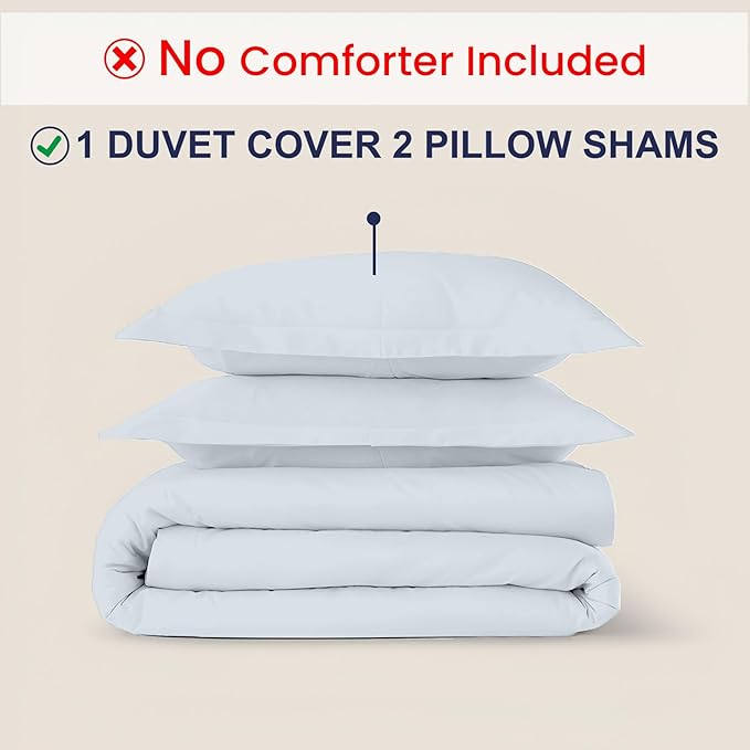 Kotton Culture 120"x120" 3 Pc Super King Plus/Super Oversize King Duvet Cover Set 100% Egyptian Cotton - 600 TC Comforter Cover, Zipper Closure & Corner Ties -Fits Only Extra Large Inserts - Blue Sky