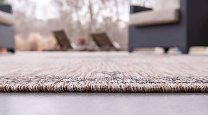 Unique Loom Outdoor Traditional Collection Area Rug - Antique (8' x 11' 4" Rectangle, Beige/ Black)