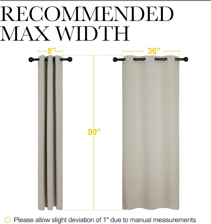 NICETOWN Room Darkening Curtain Panels 90 inches Long, Privacy Draperies