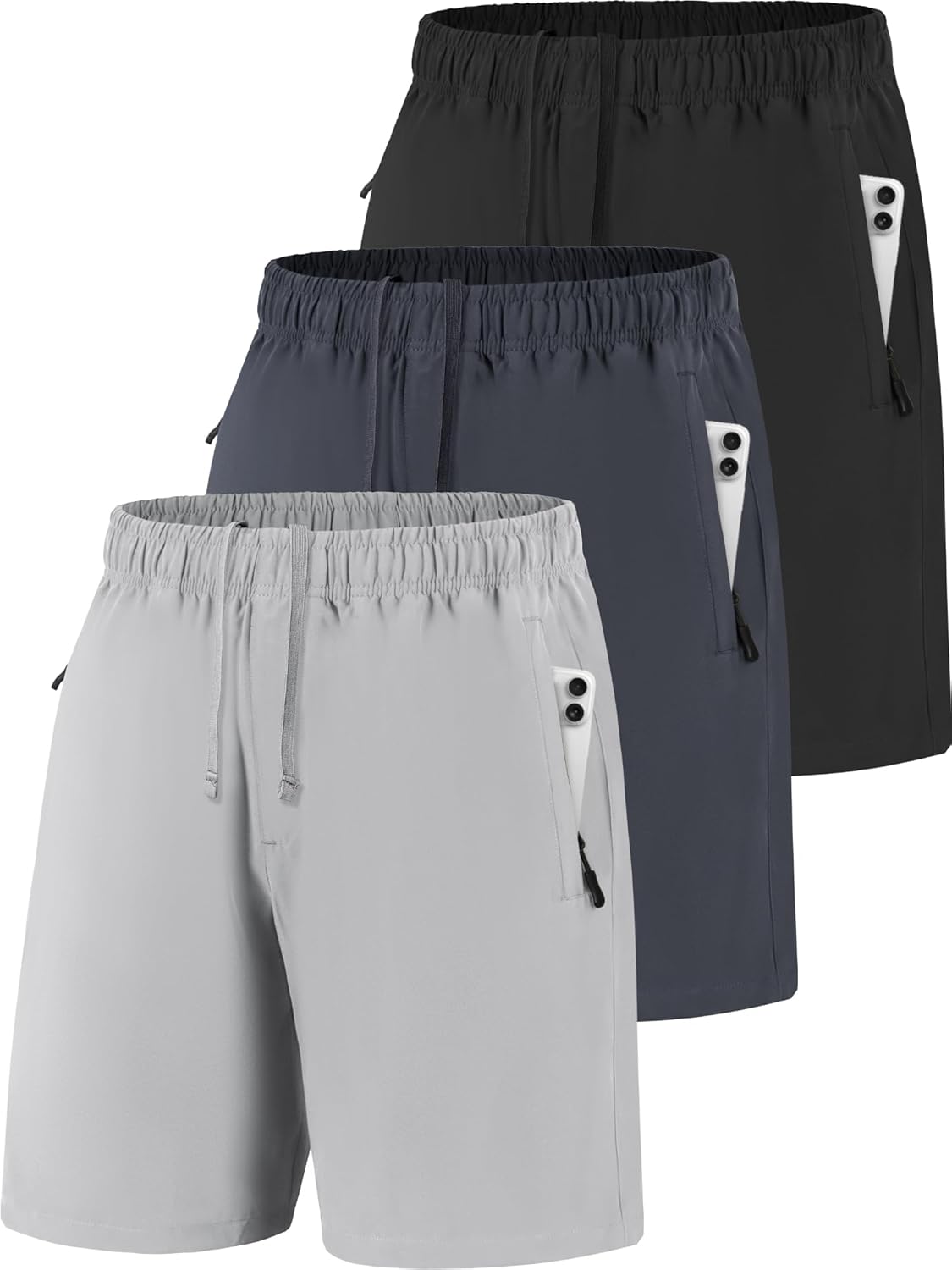 Skiennix Men's Gym Workout Shorts - Quick Dry 7-Inch Inseam Athletic Shorts with Zipper Pockets for Running & Basketball
