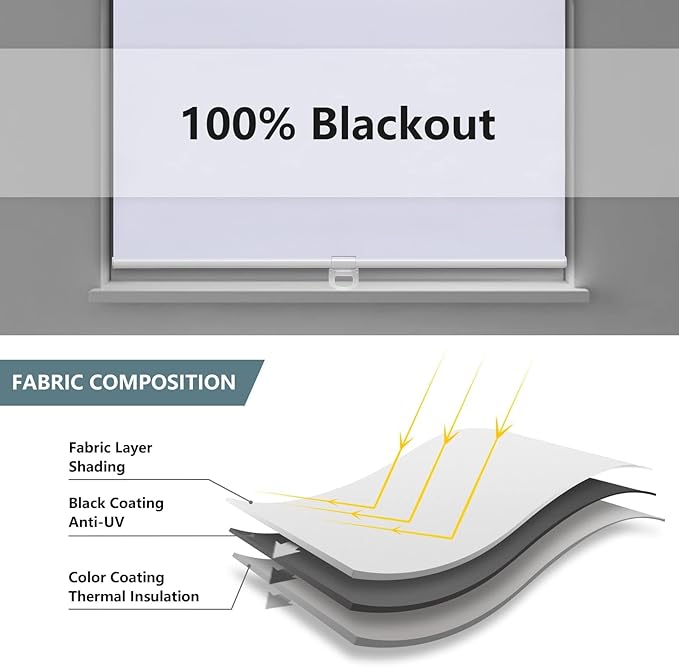 AOSKY Cordless Roller Shades Blackout Blinds
