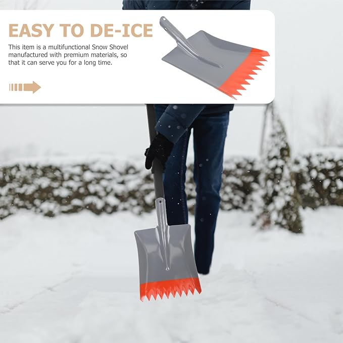 NUOBESTY Thickened Metal Ice Shovel with Serrated Edge Heavy-Duty Outdoor Ice Chopper and Snow Scoop Tool Lightweight Snow Cleaning Shovel for Cars and Driveways Labor-Saving Winter