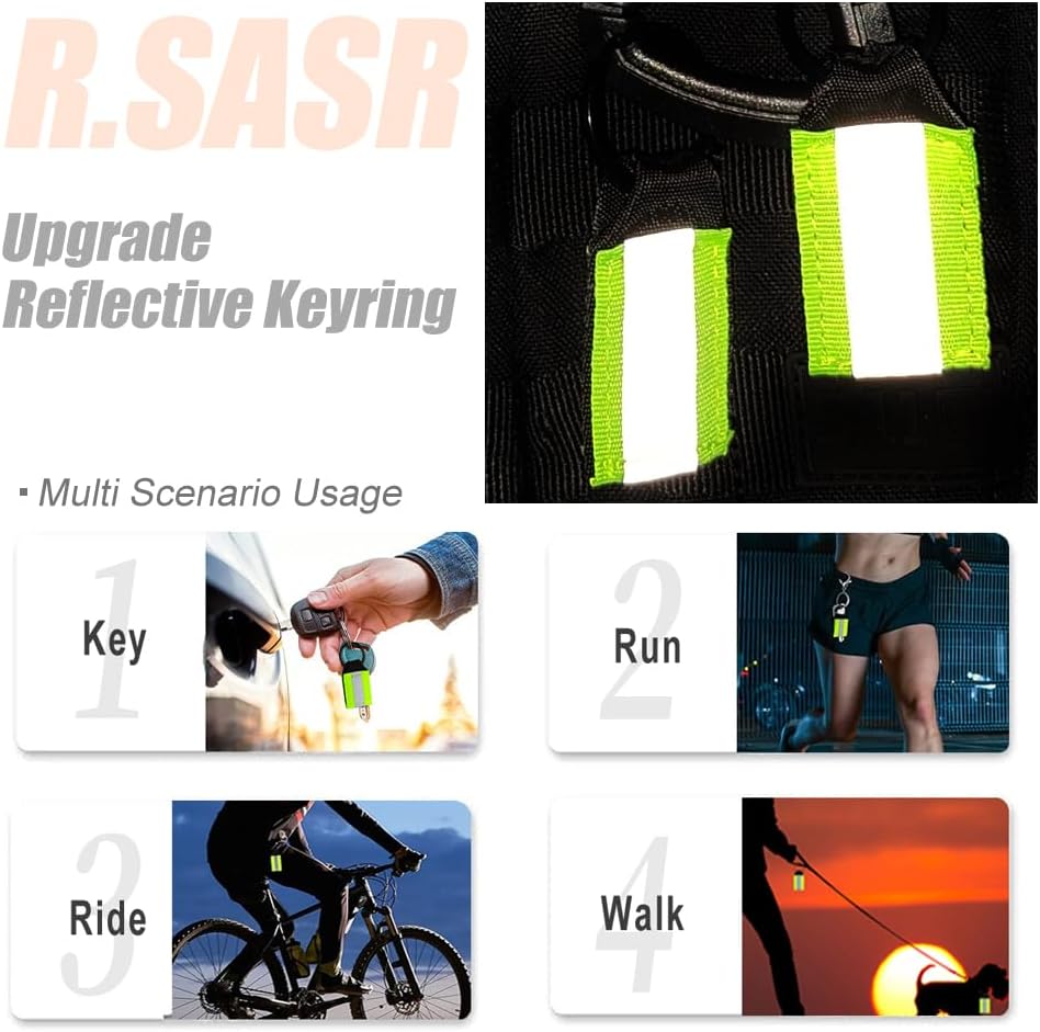 Skiennix 6 Pack Extra Reflective Hook Fasteners - Enhance Safety with Bright Green Visibility