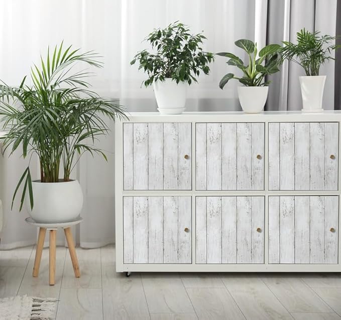 Abyssaly Peel and Stick Wallpaper 17.7" X 118" White Gray Wood Shiplap Contact