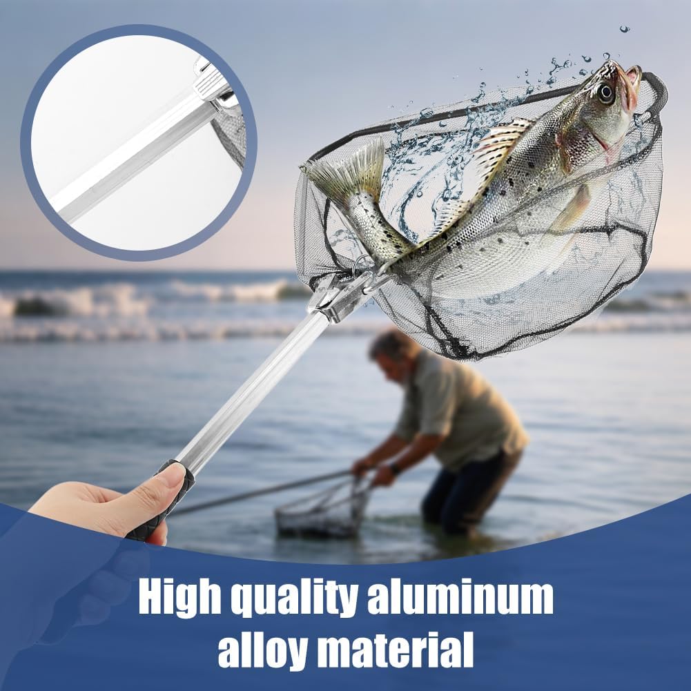 Skiennix Fishing Net - Collapsible Telescopic Handle with Durable Nylon Mesh | Small Size for Saltwater & Freshwater