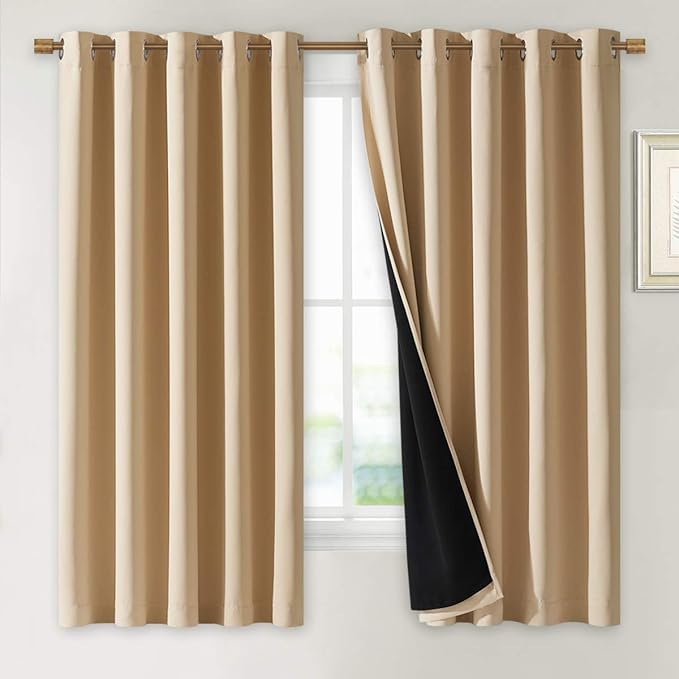 NICETOWN Bedroom Full Blackout Curtain Panels, Super Thick Insulated Window