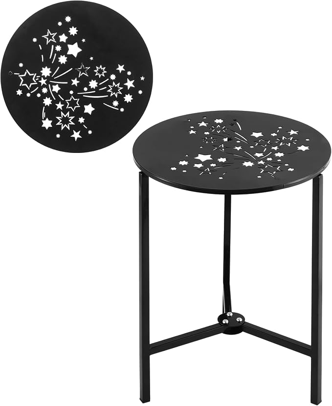 Party Zealot 1-Pack Small Round Metal Side Tables, 13-Inch Black Outdoor End Tables for Patio, Balcony, Porch or Garden – Weather-Resistant Corner Coffee Table for Small Spaces & Indoor Plant Stand
