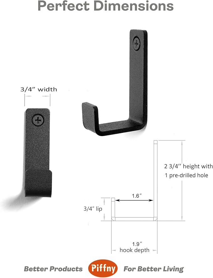 Piffny Robe & Towel Hook, 6 Pack Heavy Duty Stainless Steel Outdoor Wall Hooks