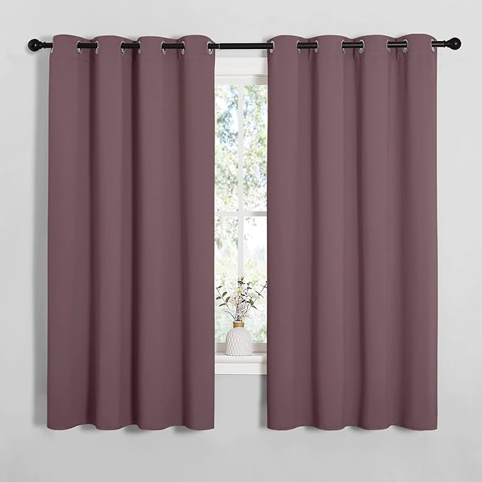 NICETOWN Bedroom Curtain Panels Blackout Draperies, Dry Rose, 1 Pair, 55 by