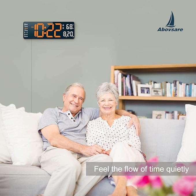 Abovsare Digital Wall Clock for Living Room Decor, Desk Alarm Clock for Bedroom