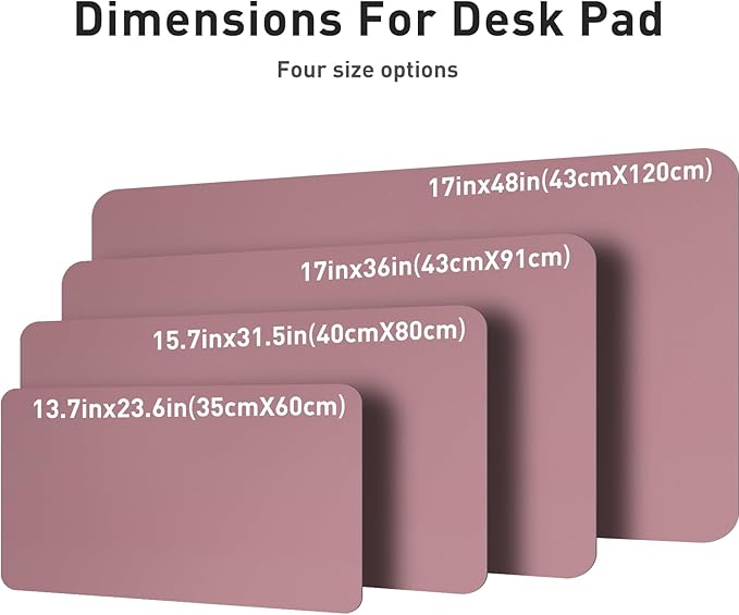 Aothia Leather Desk Pad Protector, Mouse Pad, Office Desk Mat, Non-Slip PU Leather Desk Blotter, Laptop Desk Pad, Waterproof Desk Writing Pad for Office and Home (48"x17", Dark Pink)
