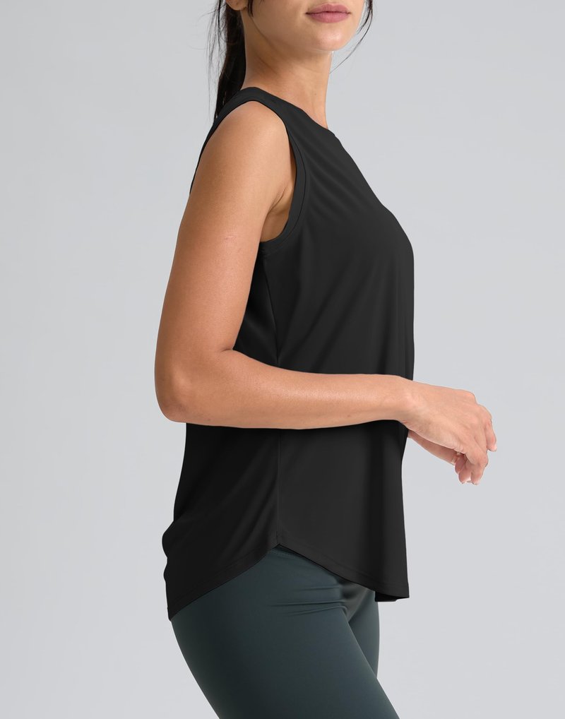 SANTINY Women's Sleeveless Workout Tops Breathable Lightweight Active Tennis Yoga Shirts Athletic Running Tank Tops for Women (Black_S)