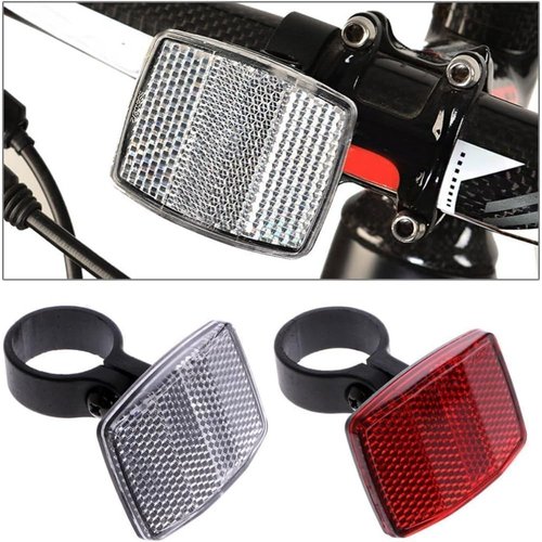 Bike Reflectors and Safety Light Set - High-Intensity Prismatic Reflective Strips with Seatpost Mounts, (White)