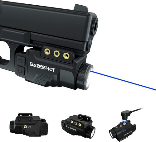 GAZESHOT Mini 700 Lumen Pistol Light Laser Combo Weapon Light Tactical Flashlights, Magnetic USB Rechargeable with Blue Beam Sight and Strobe Mode for GL and Picatinny Rail