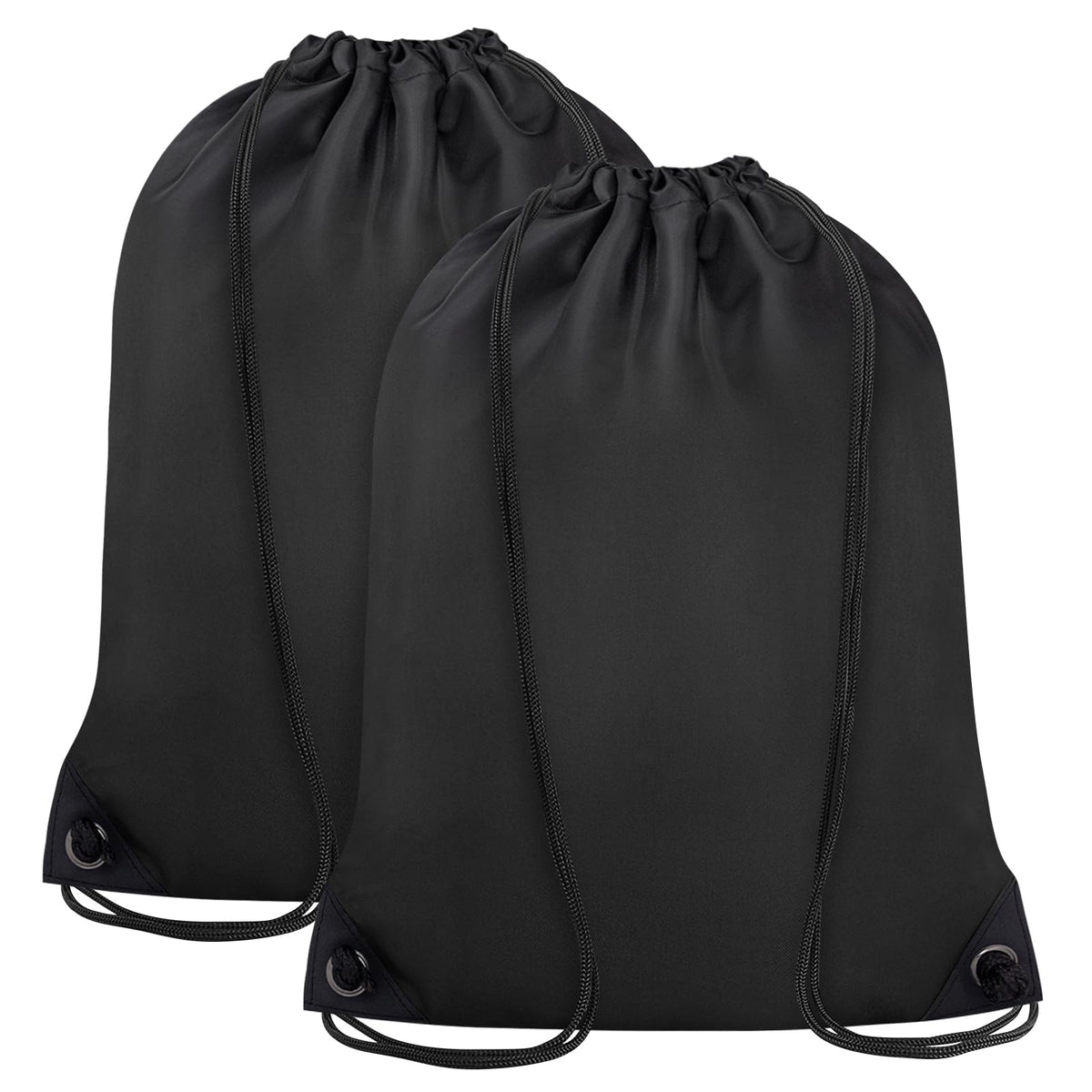 CALACH 2PCS Drawstring Bags Bulk, String Backpack for Men Women, Cinch Bag Draw String Back Bag for Gym, Sports, Travel, Swimming, Beach, Black