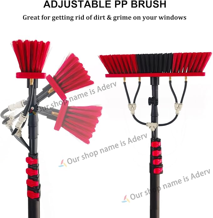3.6-10.8 M Telescopic Brush, Water Fed Window Cleaning Pole, Soap Dispenser, Window Cleaning Pole, Water Fed Telescopic Brush, Window Roof Cleaning Equipment (55cm Brush,3.6M)