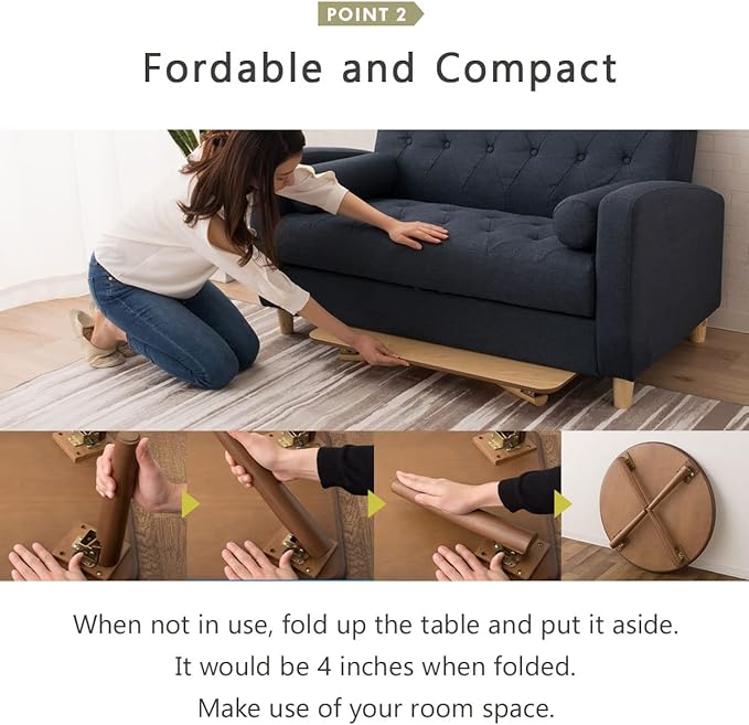 EMOOR Wood Folding Coffee Table Rectangle Medium (17.7"x31.5") Light Gray, Floor Sitting Low Table Small Space Minimalist Japanese Tatami Room