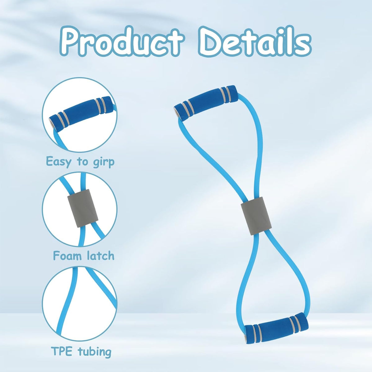 Saludea Resistance Bands - 3-Piece Figure 8 Set with Handles for Full-Body Strength Training | Pink, Purple, Blue
