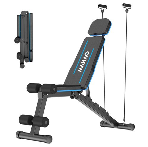 MAHAO Adjustable Weight Bench for Home Gym, Workout Bench Incline Decline with Adjustable Headrest, Fast Folding Bench Press for Full Body Workout