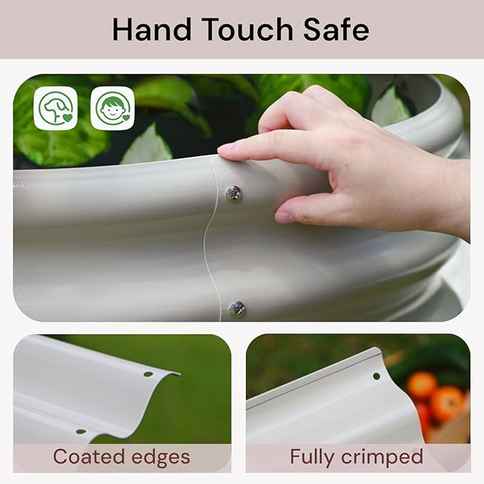 2-Pack 8x2x1.5 ft Galvanized Raised Garden Bed, 18" Tall Planter for Outdoor Plants, Metal Raised Flower Bed for Herb Fruit Vegetable, Garden Planter Outside Backyard & Patio - Sand Beige