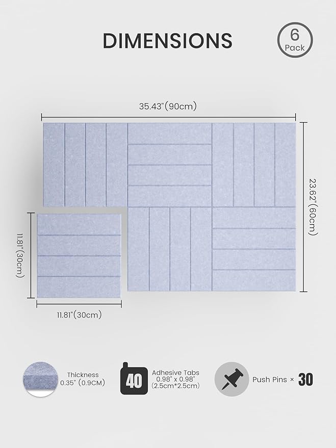 Bumusty Large Cork Board Alternative-36 x 24" Felt Bulletin Board Tiles