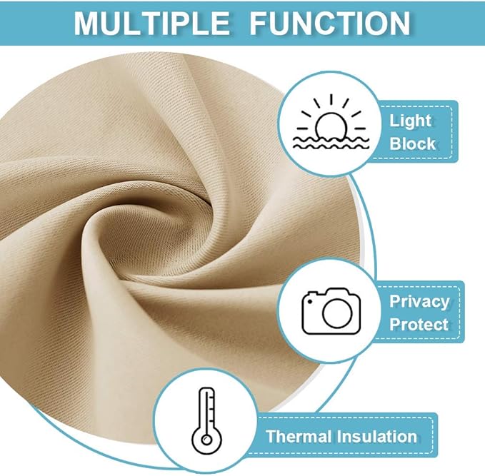 RYB HOME Blackout Curtains 80 inches Long Thermal Insulating Large Window