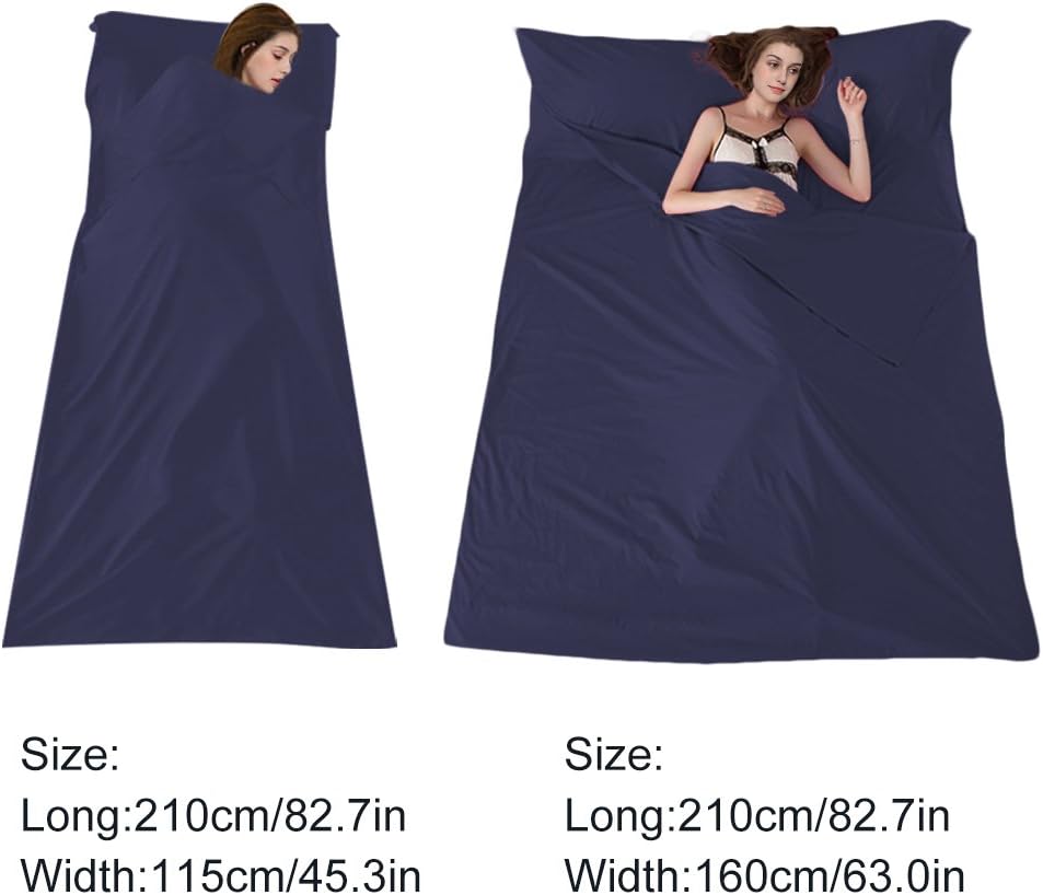 Sleeping Bag Liner Travel Sheets for Hotel Camping Sheets Travel Bed Sheets for Hotel Lightweight Single &Double Compact Sleeping Bag Sack Breathable Travel Sleeping Bag for Hotels Adult Compact Sacks