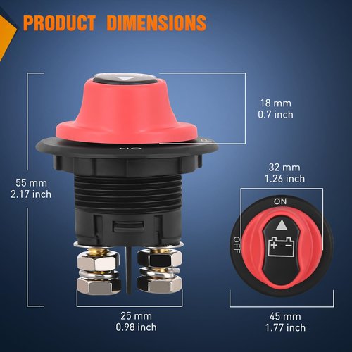 Nilight Battery Disconnect Switch - 100A Master Isolator for 12V-48V | Waterproof Heavy Duty for Marine, RV, Car, ATV, UTV