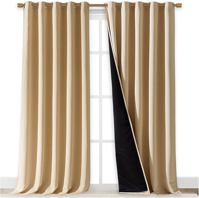 NICETOWN Thermal Insulated 100% Blackout Curtains, Cold Noise Reducing